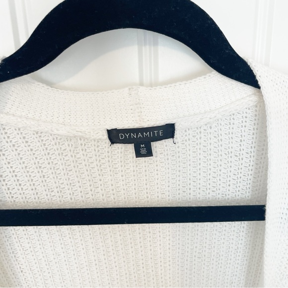 Dynamite White Knit Open Cardigan Sweater Size Medium - Picture 3 of 5